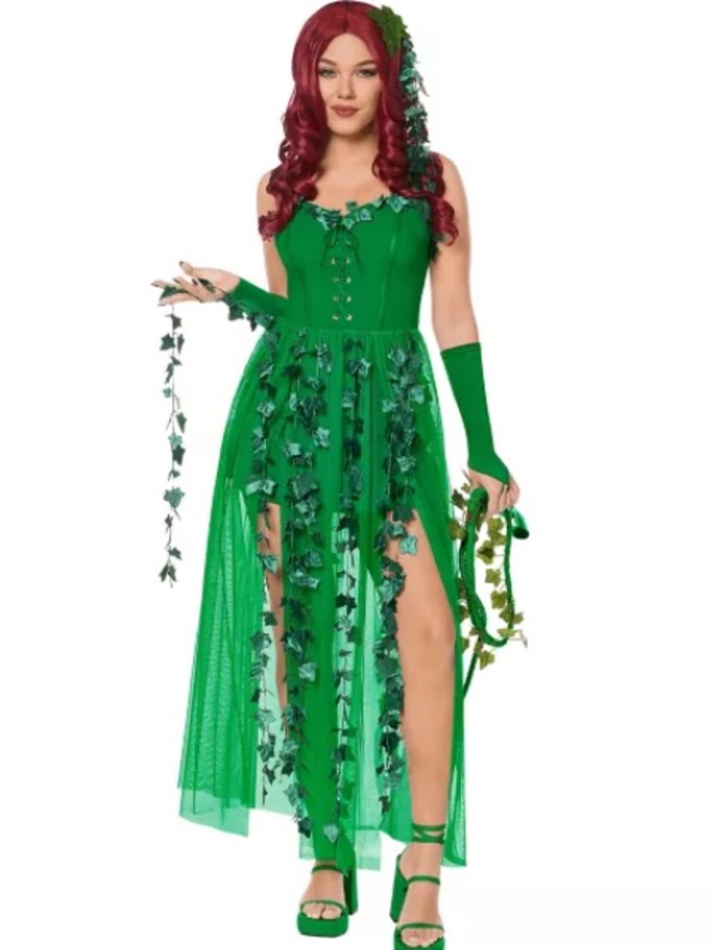 DC Poison Ivy Costume Dress Halloween Cosplay Comics Goth Adult